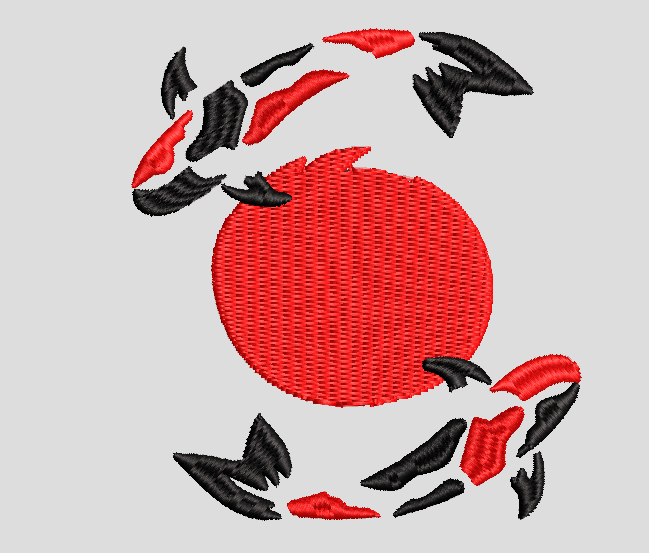 Motif de broderie - Carpes- Japonaises - Soleil Rouge